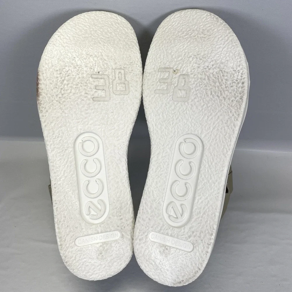 Ecco Corksphere Sandals Youth Size 5.5 Sage Green Leather Crisscross Strap Shoes